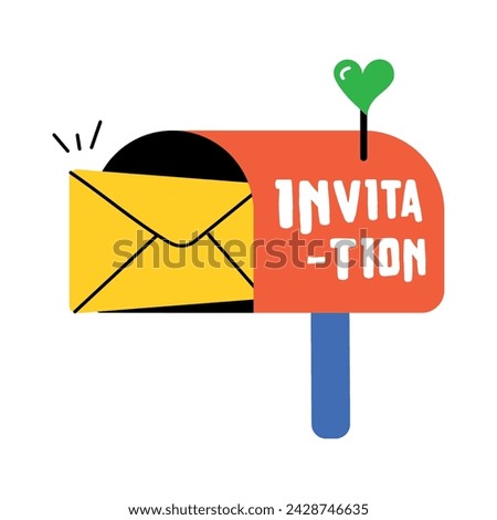 Trendy flat sticker of invitation mailbox 