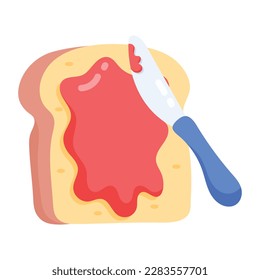 Trendy flat sticker of a jam toast 