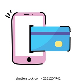 Trendy flat sticker of mobile payment 