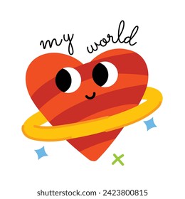 Trendy flat sticker of my world 