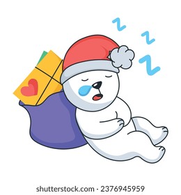 Trendy flat sticker of a napping bear 