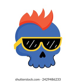 Trendy flat sticker of a punk head 