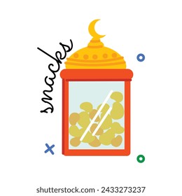 Trendy flat sticker of ramadan snacks 
