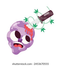 Trendy flat sticker of stabbed skull