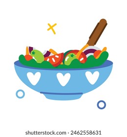 A trendy flat sticker of vegetable salad 
