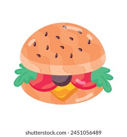 Pegatina plana de moda de una hamburguesa vegetariana