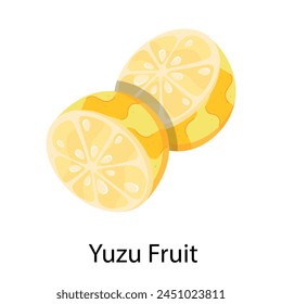Trendy flat sticker of a yuzu fruit
