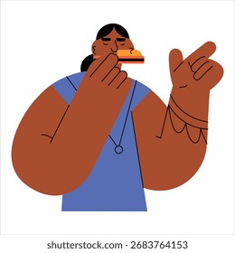  Uma ilustração de personagem de estilo plano moderno de harmonica player