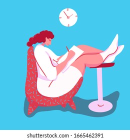 trendy flat style - female character with big hand and foot