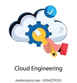 Trendige flache Stil-Ikone der Cloud-Engineering 