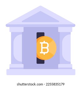 Eine trendige, flache Ikone des Crypto-Banking 