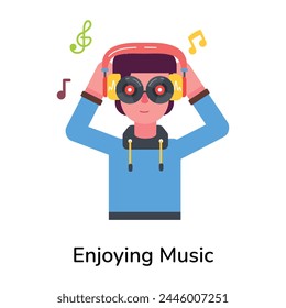 Trendy flat style icon of enjoying music 