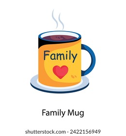 Trendy flat style icon of a family mug 