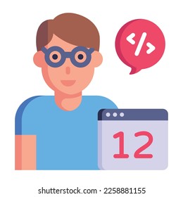 A trendy flat style icon of game release 