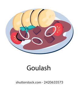 Trendy flat style icon of goulash 