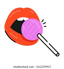 A trendy flat style icon of lollipop 

