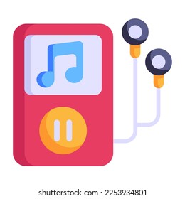 A trendy flat style icon of mp3 player 