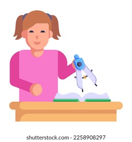 Un ícono de moda de estilo plano del estudiante 