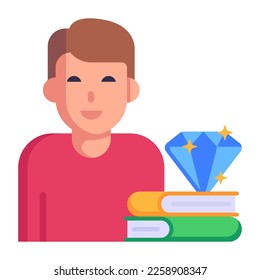 A trendy flat style icon of student 