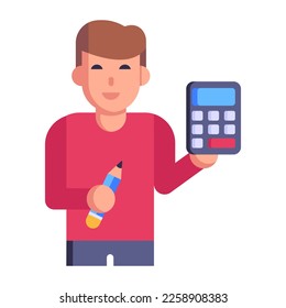A trendy flat style icon of student 