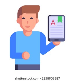 Un ícono de moda de estilo plano del estudiante 
