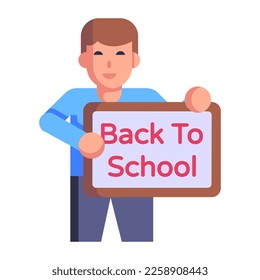 A trendy flat style icon of student 