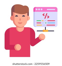 Trendy flat style icon of web development 