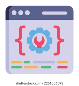 A trendy flat style icon of web programming 