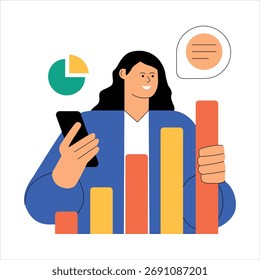 Uma ilustração de estilo plano moderno da análise de dados 