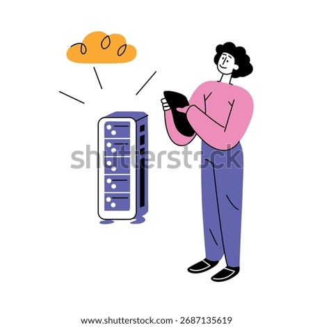 A trendy flat style illustration of server admin