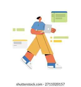 Una ilustración de estilo plano de moda de diseñador de Web