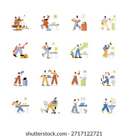 A trendy flat style illustrations pack of business and growth investment