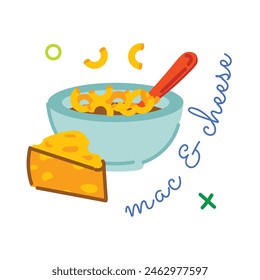 Trendy flat style sticker of mac cheese 