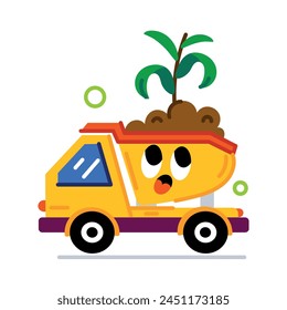 Trendy flat style sticker of tipper truck 