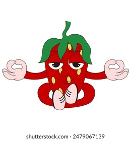 Trendy flat style Strawberry character isolated white background. Cute summer berry emoticon. Fun designt for children's t-shirt clothes print. Simple vector illustration. Editable stroke. EPS 10