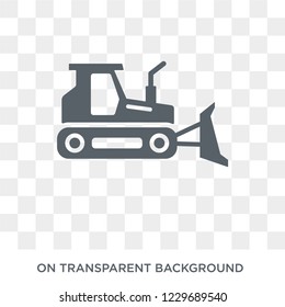 Trendy flat vector Bulldozer icon on transparent background from Construction collection. High quality filled Bulldozer symbol use for web and mobile