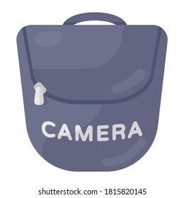 Trendy flat vector design of professional camera bag icon