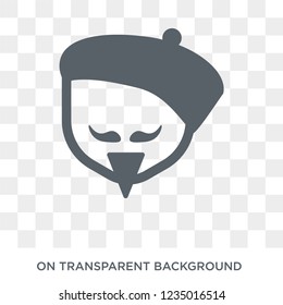  Trendy flat vector Man face with beret and goatee icon on transparent background from People collection. High quality filled Man face with beret and goatee symbol