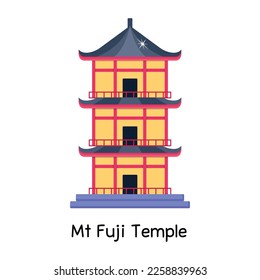 Trendy flacher Vektor des Mt-Fuji-Tempels