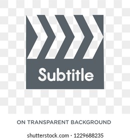 Trendy flat vector subtitle icon on transparent background from Cinema collection. High quality filled subtitle symbol use for web and mobile