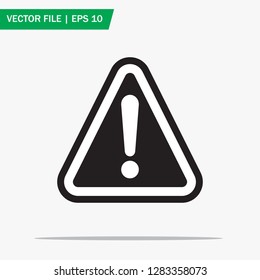 Trendy flat warning attention sign icon isolated on grey background. Exclamation mark symbol . Vector illustration. Eps10.