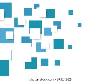 Trendy flat white and blue squares, abstract background for brochure, flyer or presentations design.