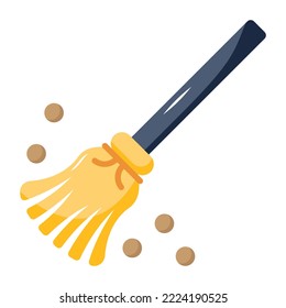 Trendy flat witch broom icon
