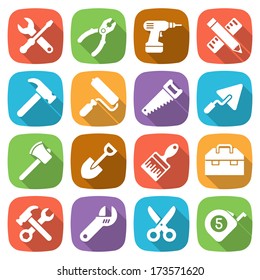 Trendy Flat Working Tools Icons. Vector Illustration