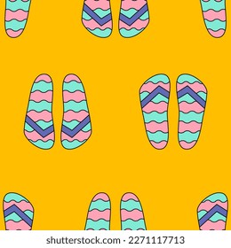 Trendy flip flops seamless pattern for summer sea vacation background summer shoes sandals beach footwear