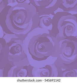 Trendy floral background. Vector seamless ink pattern with abstract flowers in violet and brown colors. Hand drawn brush painting roses.