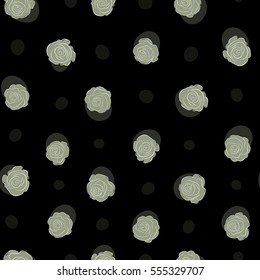 Trendy floral background. Vector seamless ink pattern with abstract flowers in neutral colors. Hand drawn brush painting roses.