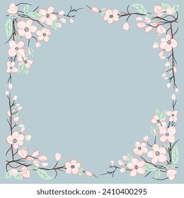 Trendy floral frame. Good for poster, card, invitation, flyer. Spring vector backgrounds with flowers