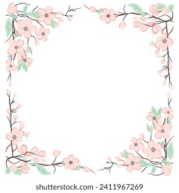 Trendy floral frame. Good for poster, card, invitation, flyer. Spring vector backgrounds with flowers