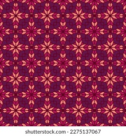 Trendy Blumengeometrie nahtlose Vektorfliesen Muster. Königlich geometrischer Fliesenmuster Abstrakte Blume, die sich wiederholt und den Stoffdruck wiederholt. Texturierte Baumwolle flach unendlich Ornament.